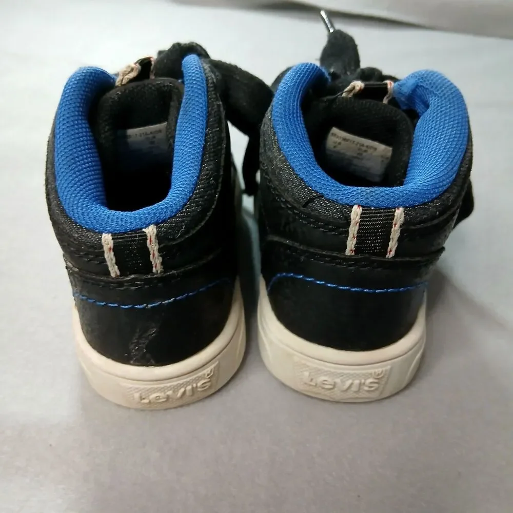 Levi's Leather High Top Sneakers Black Lace Up Walker Shoes Toddler Infant sz: 5